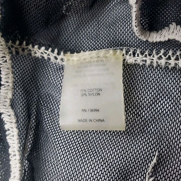 Capri Sheer Blouse Womens Small Black White Embroidery Lace Detail Lagenlook - Picture 10 of 10